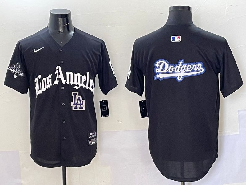 Men Los Angeles Dodgers Blank Black Five generations Joint Name 2025 Nike MLB Jersey style 70
